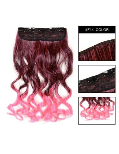 Cortina de Cabello Ondulada Degradee  Café a Rojo