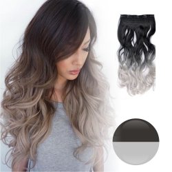 Cortina de Cabello Ondulada Degradee Gris a Plata