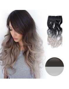 Cortina de Cabello Ondulada Degradee Gris a Plata