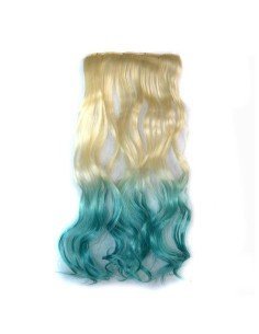 Cortina de cabello Ondulada Californianas Rubio Aguamarina Verde 2