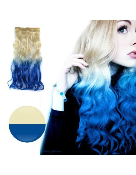 Cortina de cabello Ondulada Californianas Rubio Azul