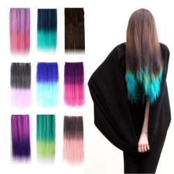 Cortina de Cabello Lisa Degradee Extensión Negro a Morado