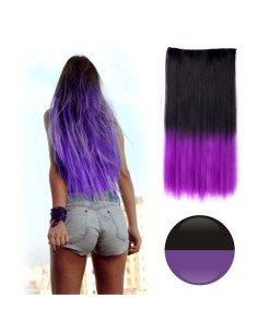 Cortina de Cabello Lisa Degradee Extensión Negro a Morado