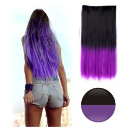 Cortina de Cabello Lisa Degradee Extensión Negro a Morado