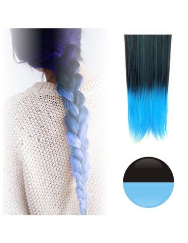 Cortina de Cabello Lisa Degradee Extensión Negro a Celeste