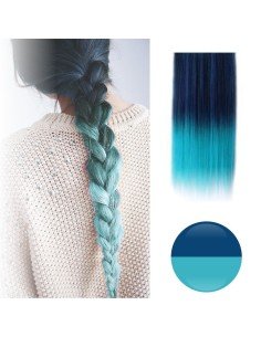 Cortina de Cabello Lisa Degradee Extensión Azul Petróleo a Turquesa 2