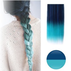 Cortina de Cabello Lisa Degradee Extensión Azul Petróleo a Turquesa