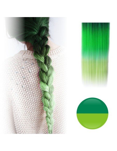Cortina de Cabello Lisa Degradee Extensión Turquesa a Verde Limón