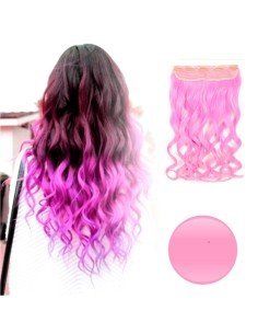 Extension de Cabello Unicolor Rizada Rosado