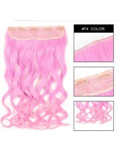 Extension de Cabello Unicolor Rizada Rosado 2
