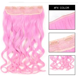 Extension de Cabello Unicolor Rizada Rosado