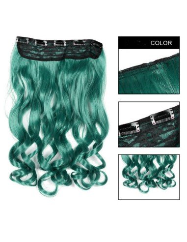 Extension de Cabello Unicolor Rizada Verde Cosplay