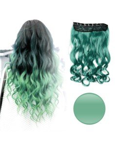 Extension de Cabello Unicolor Rizada Verde Cosplay