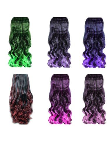 Cortina de Cabello Ondulada Degradee Morado a Rosado