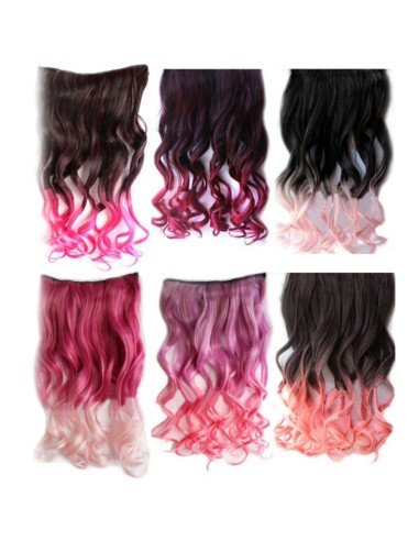 Cortina de Cabello Ondulada Degradee Morado a Rosado