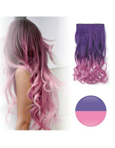 Cortina de Cabello Ondulada Degradee Morado a Rosado