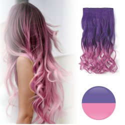 Cortina de Cabello Ondulada Degradee Morado a Rosado