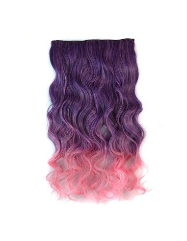 Cortina de Cabello Ondulada Degradee Morado a Rosado