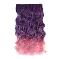Cortina de Cabello Ondulada Degradee Morado a Rosado