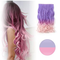 Cortina de Cabello Ondulada Degradee Lila a Rosado