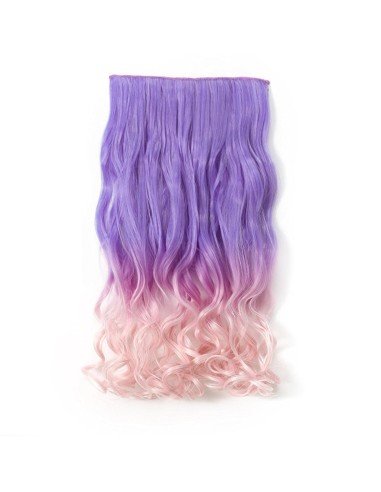 Cortina de Cabello Ondulada Degradee Lila a Rosado