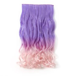 Cortina de Cabello Ondulada Degradee Lila a Rosado