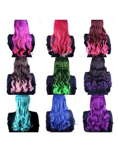 Cortina de Cabello Ondulada Degradee Morado a Fucsia