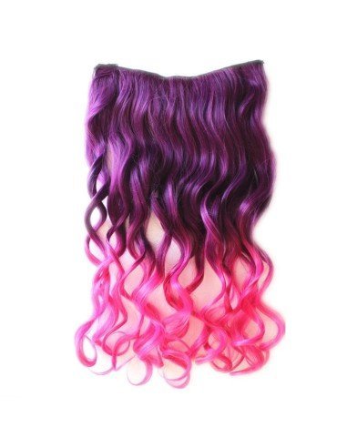 Cortina de Cabello Ondulada Degradee Morado a Fucsia