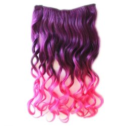 Cortina de Cabello Ondulada Degradee Morado a Fucsia