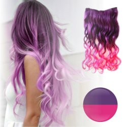 Cortina de Cabello Ondulada Degradee Morado a Fucsia