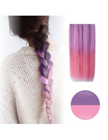 Cortina de Cabello Lisa Degradee Extensión Lila a Rosado