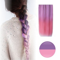 Cortina de Cabello Lisa Degradee Extensión Lila a Rosado