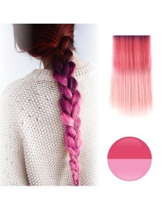 Cortina de Cabello Lisa Degradee Extensión Fucsia a Rosado