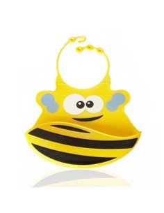 Babero de Silicona Animal Baby Bib Abeja Amarilla