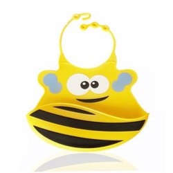 Babero de Silicona Animal Baby Bib Abeja Amarilla