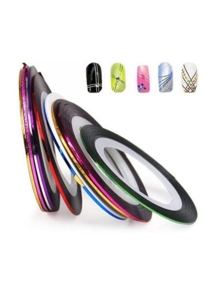kit x12 Cintas decorativas Nail Art Tirillas adhesivas manicure Uñas