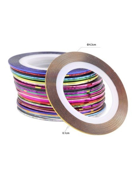 kit x12 Cintas decorativas Nail Art Tirillas adhesivas manicure Uñas