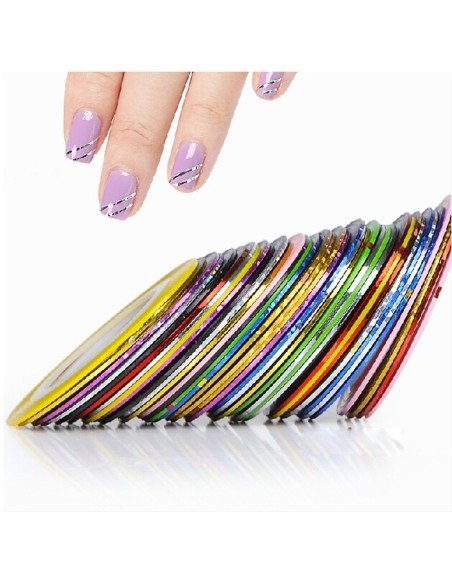 kit x12 Cintas decorativas Nail Art Tirillas adhesivas manicure Uñas