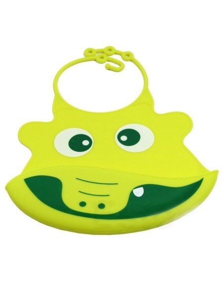 Babero de Silicona Animal Baby Bib Cocodrilo Verde