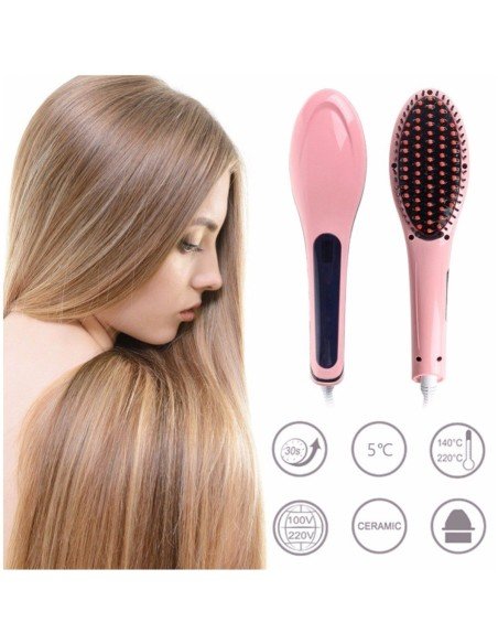 Cepillo Alisador Plancha Cabello Eléctrico Hairliss B-Fresh - Rosado