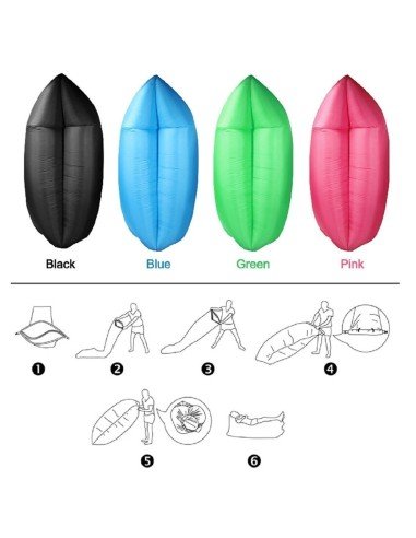 Sofá Inflable Lazy Bag + Bolso Relaxbag colchón Cloud Lounger playa, camping y exteriores