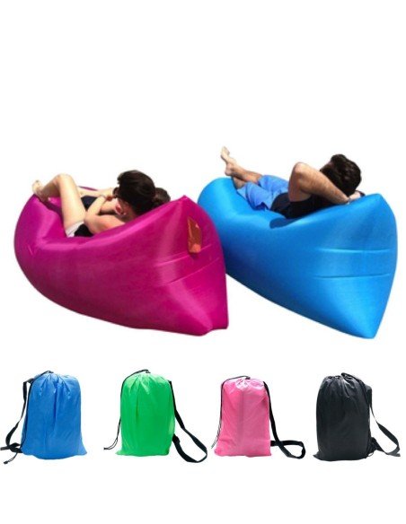 Sofá Inflable Lazy Bag + Bolso Relaxbag colchón Cloud Lounger playa, camping y exteriores