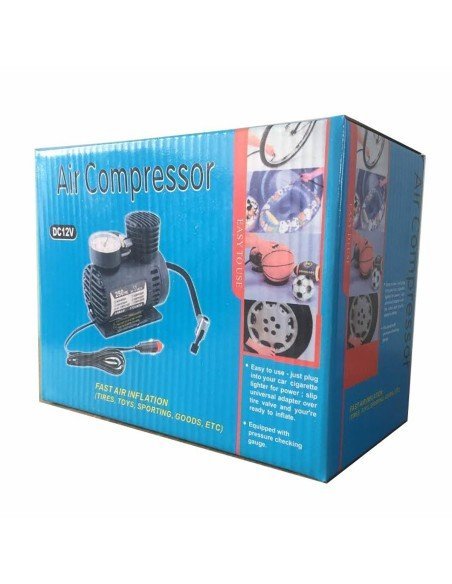 Mini compresor de Aire para auto 12V 300PSI neumáticos con boquillas gratis