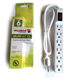 Supresor de Picos de 6 salidas, multiplique sus opciones de conexión