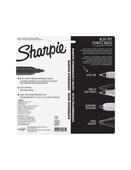 Sharpie Punta Fina Marcador Permanente  (12 unidades)