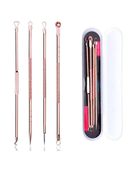 Set x4 Herramientas para remover espinillas y acné, Limpieza facil de puntos negros