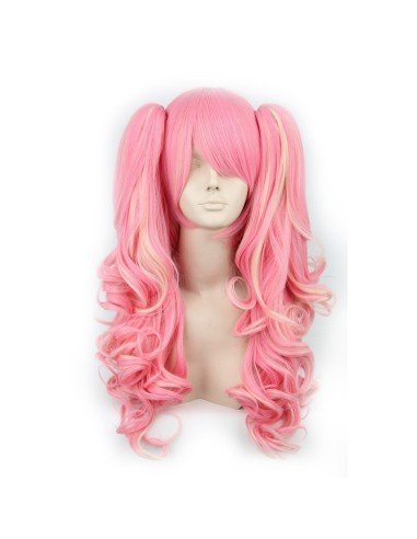 Peluca Miku Cosplay Lolitas Anime Bicolor con colitas de 65 a 70cm cabello rizado y ondulado