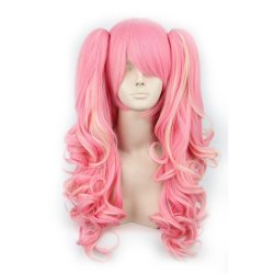 Peluca Miku Cosplay Lolitas Anime Bicolor con colitas de 65 a 70cm cabello rizado y ondulado