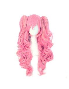 Peluca Miku Cosplay Lolitas Anime Bicolor con colitas de 65 a 70cm cabello rizado y ondulado 2