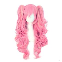 Peluca Miku Cosplay Lolitas Anime Bicolor con colitas de 65 a 70cm cabello rizado y ondulado